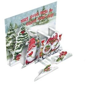 Gnome Pop-Up Christmas Card with Matching Envelope, New, For Bundles Only